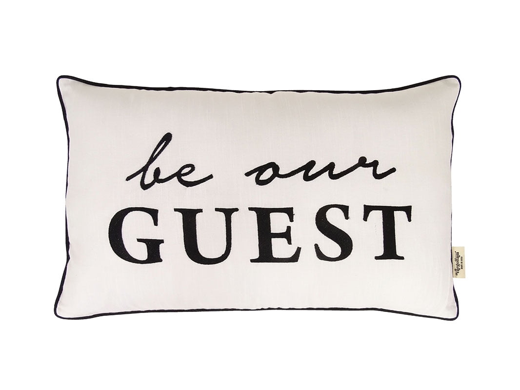Vargottam Embroidered Be Our GuestLumbar Decorative Throw Pillow Cover