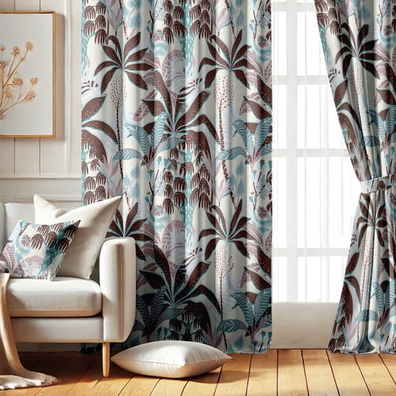 Vargottam Exotic Leafy Design Blackout Curtains - Set of 2 Panels, 52 x 84 Inches Each - Light Blocking & Thermal Insulated Drapes with Grommet Top for Bedroom & Living Room - Brown