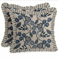 thumbnail image 1 of Vargottam Floral Pattern Design, Decorative Cushion Covers 16x16 - 100% Cotton Twill Set of 2 with Ruffle Edges, Farmhouse Print, Concealed Zipper Closure, No Fillers, 1 of 6