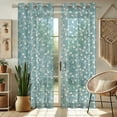 thumbnail image 1 of Vargottam Flowers Print Sheer Curtains for Short Windows Set of 2 Panels, 63" Length, Grommet Top, Printed Georgette, Light Filtering Drapes for Kitchen or Bedroom, 1 of 9