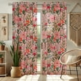 thumbnail image 1 of Vargottam Flowers Print Sheer Georgette Curtains for Windows & Small Doors Set of 2 Panels, 72" Long, Grommet Top, Printed Light Filtering Drapes for Living Room or Study, 1 of 9