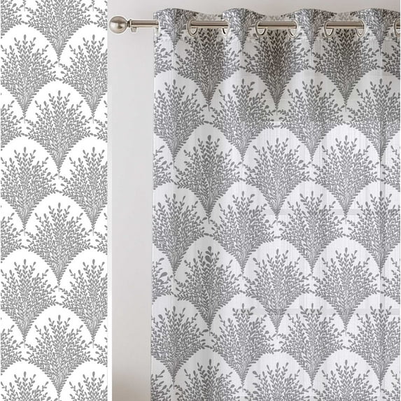 Vargottam Geometric Pattern Sheer Curtains for Window & Door - 2 Panel Set, 84", Grommet Top, Light Filtering Georgette Drape for Living Room, Bedroom, or Office