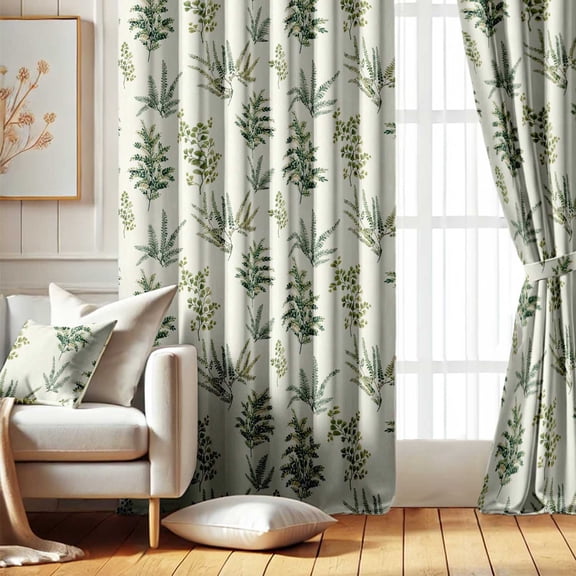 Vargottam Green Leaf Design Blackout Curtains - Set of 2 Panels, 52 x 84 Inches Each - Light Blocking & Thermal Insulated Drapes with Grommet Top for Bedroom & Living Room - Green