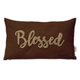 thumbnail image 1 of Vargottam Handmade Cushion Covers Decorative Embroidered Boho Canvas Pillow Cover- Blessed Embroidered Throw Lumbar Pillow Case- Farmhouse Decor - 12 x 20 inches | Brown, 1 of 6