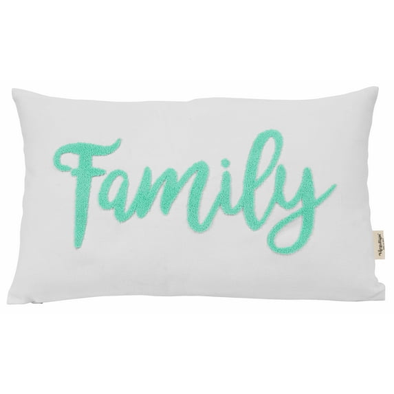 Vargottam Handmade Cushion Covers Decorative Embroidered Boho Canvas Pillow Cover- Family Embroidered Throw Lumbar Pillow Case- Farmhouse Decor - 12 x 20 inches | White