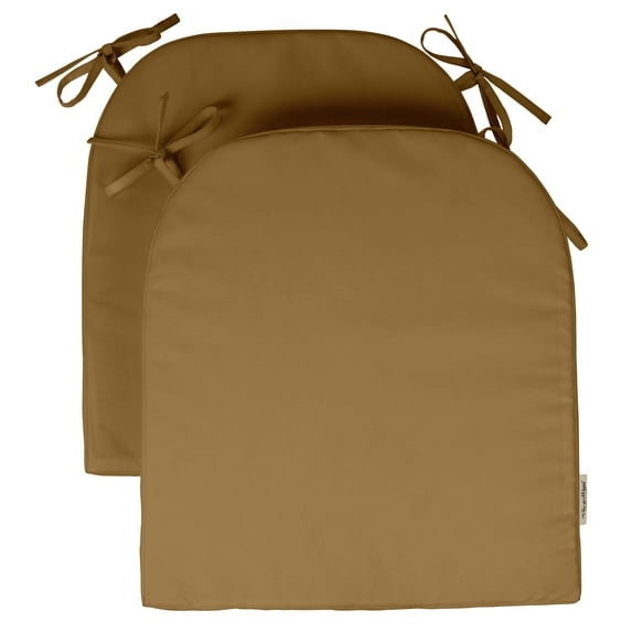 Vargottam Indoor/Outdoor Chair Cushions Patio Seat Cushions(Rounded Back)16x18 Inch with Ties for Patio Furniture Chairs Home Garden Decoration, Set of 2|Beige