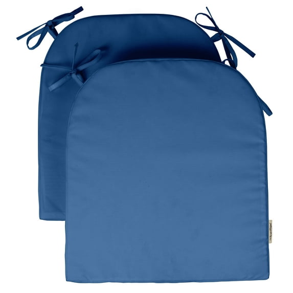 Vargottam Indoor/Outdoor Chair Cushions Patio Seat Cushions(Rounded Back)16x18 Inch with Ties for Patio Furniture Chairs Home Garden Decoration, Set of 2|Medium Blue