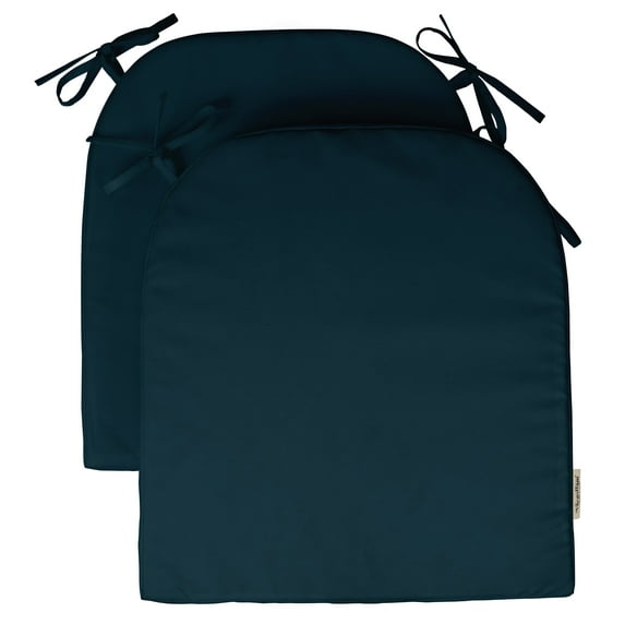 Vargottam Indoor/Outdoor Chair Cushions Patio Seat Cushions(Rounded Back)16x18 Inch with Ties for Patio Furniture Chairs Home Garden Decoration, Set of 2|Teal Blue