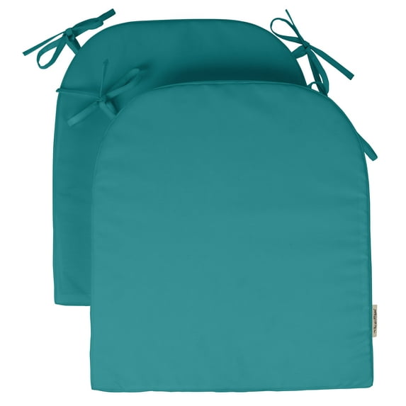 Vargottam Indoor/Outdoor Chair Cushions Patio Seat Cushions(Rounded Back)16x18 Inch with Ties for Patio Furniture Chairs Home Garden Decoration, Set of 2|Turquoise Green