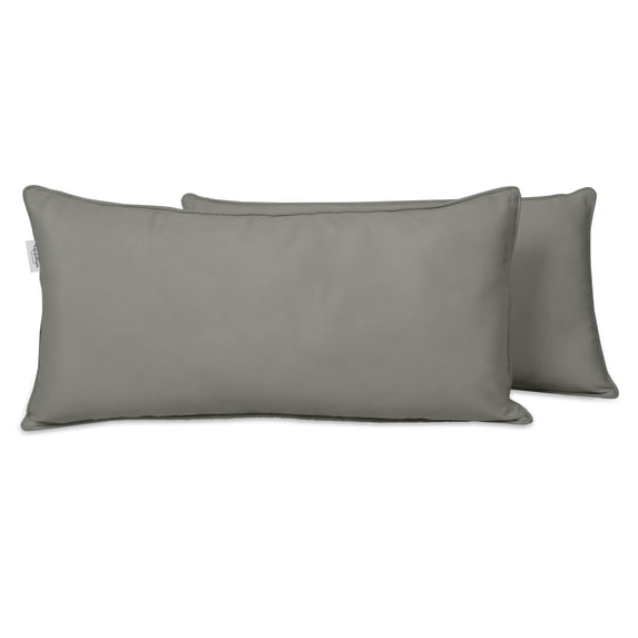 Vargottam Indoor/Outdoor Polyester Fabric Lumbar Pillow Cover, All-Weather Waterproof Rectangular Cushion Case for Patio Furniture,12" x 18"Set of 2-Gray