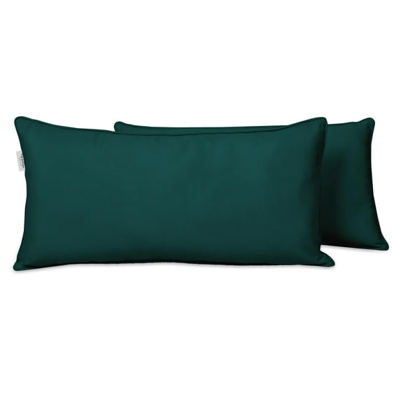 Vargottam Indoor/Outdoor Polyester Fabric Lumbar Pillow Cover, All-Weather Waterproof Rectangular Cushion Case for Patio Furniture,12" x 18"Set of 2-Teal Blue