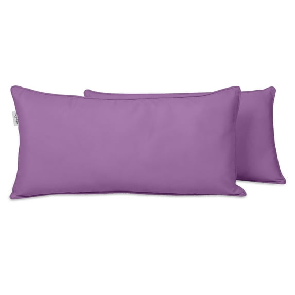 Vargottam Indoor/Outdoor Polyester Fabric Lumbar Pillow Cover, All-Weather Waterproof Rectangular Cushion Case for Patio Furniture,12" x 20"Set of 2-Lavender