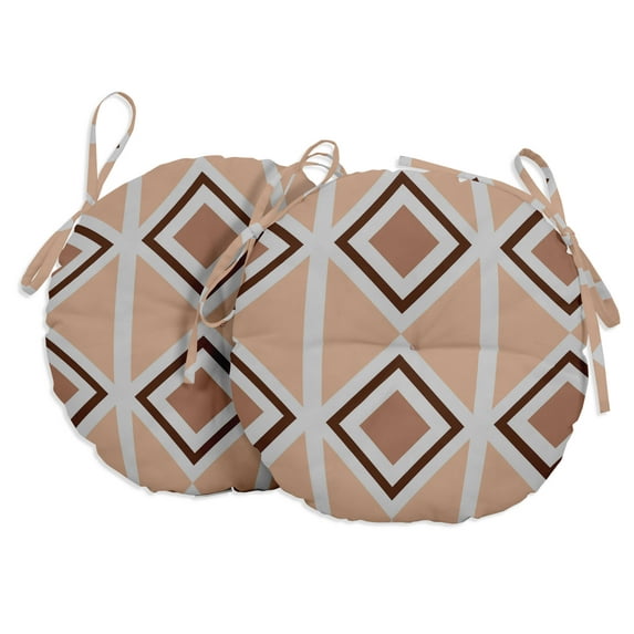 Vargottam Indoor/Outdoor Round Bistro Chair Cushions Block Print 15-Inch Bistro Chair Pads Waterproof Seat Chair Cushion For Home/Office- Set Of 2 (Peach)