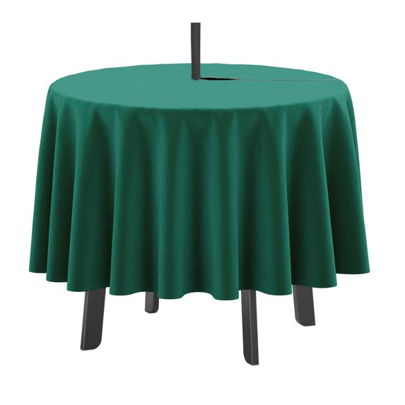 Vargottam Indoor/Outdoor Round Tablecloth 58 Inch Round Tablecloth with Umbrella , Waterproof Zippered Patio Table Cloths, Spring/Summer Table Covers for Circular Table/BBQs/Picnic-Teal Green