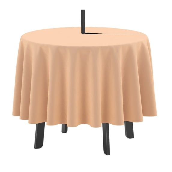 Vargottam Indoor/Outdoor Round Tablecloth 58 Inch Round Tablecloth Waterproof Patio Table Cloths, Spring/Summer Table Covers for Backyard Circular Table/BBQs/Picnic - Light Peach