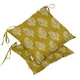 thumbnail image 1 of Vargottam Indoor/Outdoor Tufted Printed Square Seat Patio Cushion Set Of 2 Water Resistant Patio Furniture Seat Cushion 19-inches, Yellow | Asian Block Paisley, 1 of 7