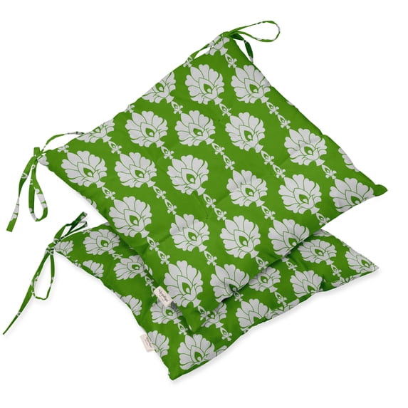 Vargottam Indoor/Outdoor Tufted Printed Square Seat Patio Cushion Set Of 2 Water Resistant Patio Furniture Seat Cushion 19-inches, Green | Block