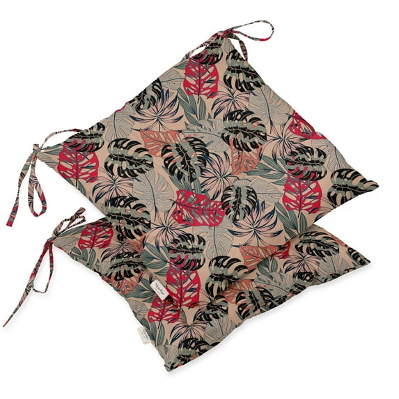 Vargottam Indoor/Outdoor Tufted Printed Square Seat Patio Cushion Set Of 2 Water Resistant Patio Furniture Seat Cushion 19,inches, Orange | Tropical