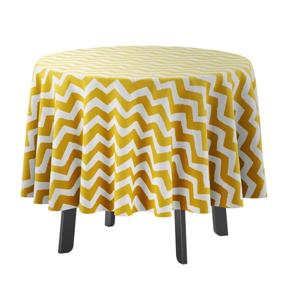 Vargottam Indoor/OutdoorRoundTablecloth 58 InchRoundTablecloth Waterproof PatioTableCloths,Spring/SummerTableCovers For Backyard CircularTable/Bbqs/Picnic -Yellow