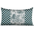 thumbnail image 1 of Vargottam Lumbar Pillow Cover - Decorative Pillow Covers 24x12 Inches, Printed Teal Blue Theme Pillowcase, Decorative Lumbar Cushion Covers, 1 of 4