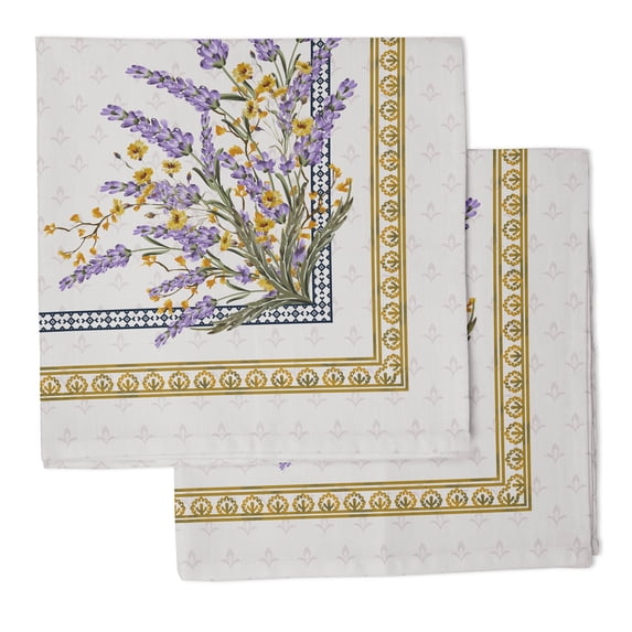 Vargottam Luxury Collection Dinner Table Linen Dcor Cotton Napkin Printed Fabric Reusable Napkins Set Of 4, 20 X 20 - Lavender