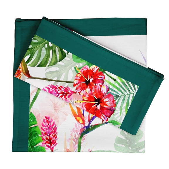 Vargottam Luxury Collection Dinner Table Linen Dcor Cotton Napkin Printed Fabric Reusable Napkins Set Of 4, 20" X 20" - Tropical Floral