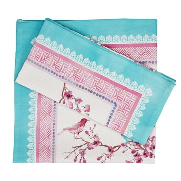 Vargottam Luxury Collection Dinner Table Linen Dcor Cotton Napkin Printed Fabric Reusable Napkins Set Of 6, 20" X 20" - Bird & Floral