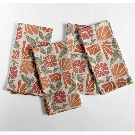 Vargottam Luxury Cotton Canvas Napkins - Set of 12, 20-Inch Orange Watercolor Pattern, Premium Thick Cloth Napkins for Elegant Dining & Special Occasions - Soft, Absorbent & Machine Washable