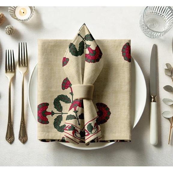 Vargottam Luxury Cotton Twill Napkins - Set of 12, 20-Inch Block Pattern, Premium Thick Cloth Napkins for Elegant Dining & Special Occasions - Soft, Absorbent & Machine Washable