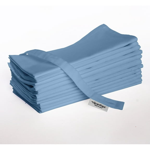 Vargottam Luxury Cotton Twill Napkins - Set of 12, 20-Inch Blue Solid Color, Premium Thick Cloth Napkins for Elegant Dining & Special Occasions - Soft, Absorbent & Machine Washable
