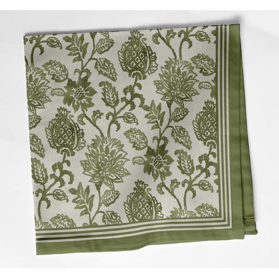 Vargottam Luxury Cotton Twill Napkins - Set of 12, 20-Inch Green Floral Pattern, Premium Thick Cloth Napkins for Elegant Dining & Special Occasions - Soft, Absorbent & Machine Washable