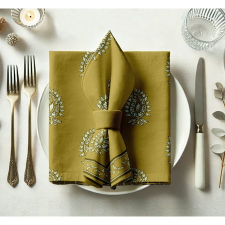 Vargottam Luxury Cotton Twill Napkins - Set of 12, 20-Inch Paisley Pattern, Premium Thick Cloth Napkins for Elegant Dining & Special Occasions - Soft, Absorbent & Machine Washable
