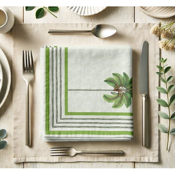 Vargottam Luxury Cotton Twill Napkins - Set of 12, 20-Inch Tropical Design, Premium Thick Cloth Napkins for Elegant Dining & Special Occasions - Soft, Absorbent & Machine Washable