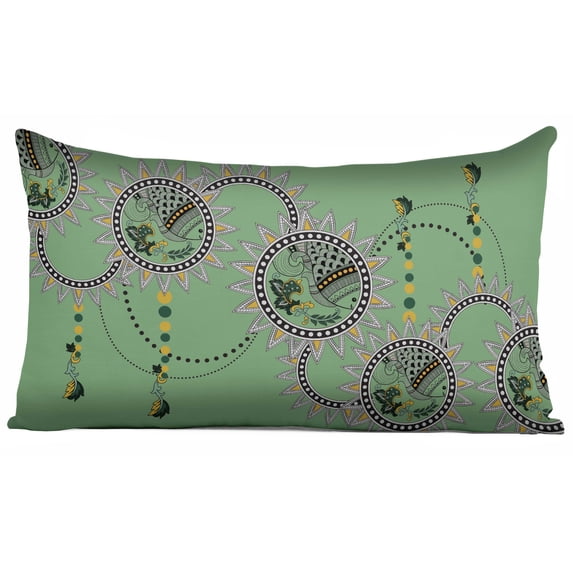 Vargottam Luxury, Printed Mint Green Theme Cushion Covers Decorative Pillow Covers Lumbar Throw Pillowcase - 24x12 Inches
