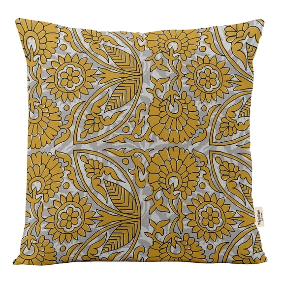 Vargottam Luxury, Printed Mustard Yellow CushionCovers,Decorative PillowCovers,SquareThrow Pillowcase -18x18Inches