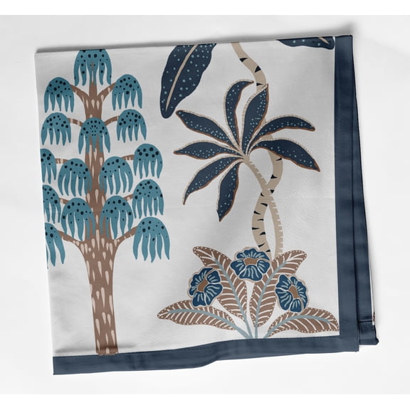 Vargottam Luxury White Cotton Twill Napkins - Set of 12, 20-Inch Tropical Design, Premium Thick Cloth Napkins for Elegant Dining & Special Occasions - Soft, Absorbent & Machine Washable