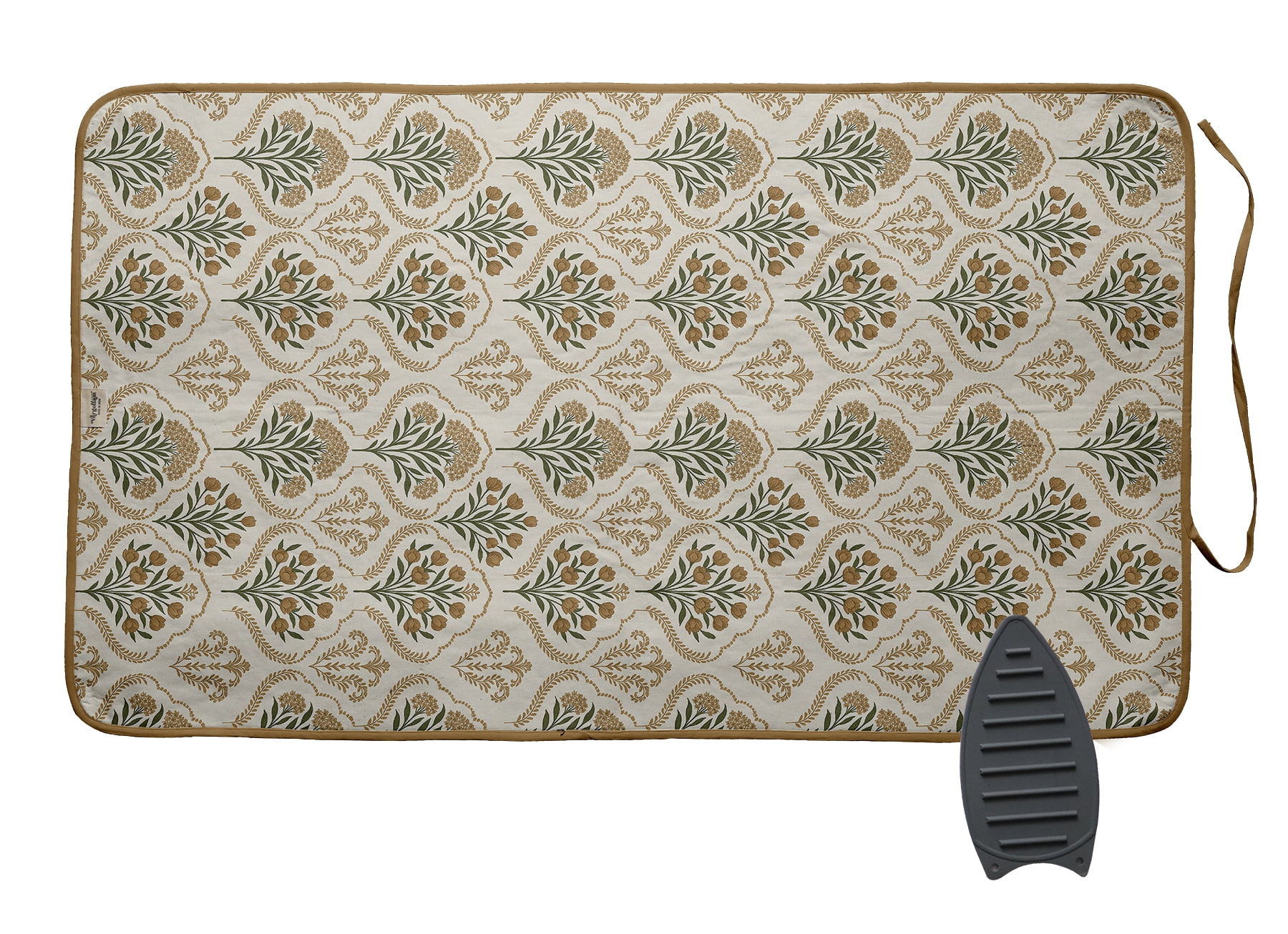 Vargottam Magnetic Ironing Mat - Foldable Cotton Iron Mat with Fiber Pad & Silicone Iron Rest - Portable, Washable, Travel-Friendly Ironing Board Alternative for Tabletop, Washer, Dryer - Floral