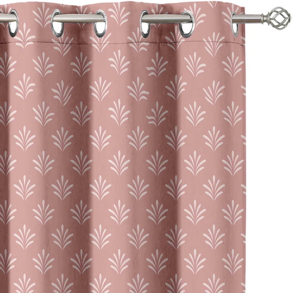 Vargottam Minimal Floral Spray Design Blackout Curtains - Set of 2 Panels, 42 x 108 Inches Each - Light Blocking & Thermal Insulated Drapes with Grommet Top for Bedroom & Living Room - Pink