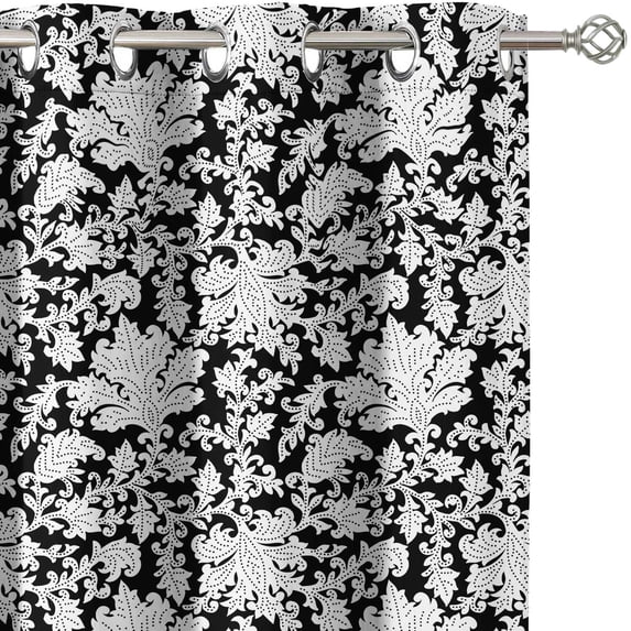 Vargottam Motif Design Blackout Curtains - Set of 2 Panels, 52 x 84 Inches Each - Light Blocking & Thermal Insulated Drapes with Grommet Top for Bedroom & Living Room - Black