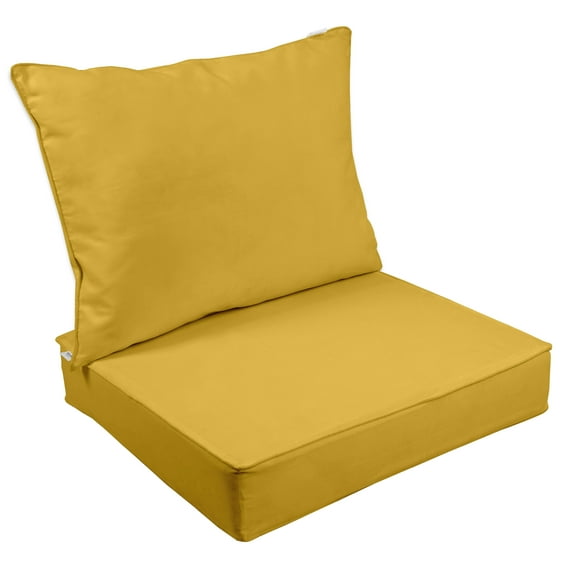 Vargottam Outdoor Deep Seat Patio Cushions Set 2pcs Seat Set All Weather Replacement Cushion Patio Seat And Back Cushion Set 25"x25"x5" Inches-Yellow