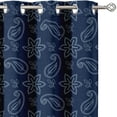 thumbnail image 1 of Vargottam Paisley Floral Design Blackout Curtains - Set of 2 Panels, 42 x 96 Inches Each - Light Blocking & Thermal Insulated Drapes with Grommet Top for Bedroom & Living Room - Blue, 1 of 9