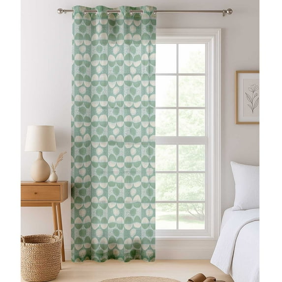 Vargottam Patchwork Theme Sheer Georgette Curtains for French Doors & Balcony 2 Panels, 96" Long, Light Filtering, Grommet Top Printed Drapes for Living Room or Lounge