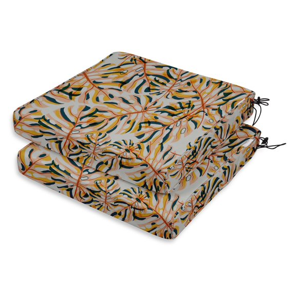 Vargottam Perfect Outdoor/Indoor Square Corner Seat Cushions Water-Resistant Lounge Chair 18.5" x 16" Home Office Patio Furniture Garden Decoration- Pack Of 2 Peach|Tropical