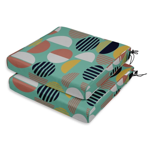 Vargottam Perfect Outdoor/Indoor Square Corner Seat Cushions Water-Resistant Lounge Chair 18.5" x 16" Home Office Patio Furniture Garden Decoration- Pack Of 2 Aquamarine|Geometric