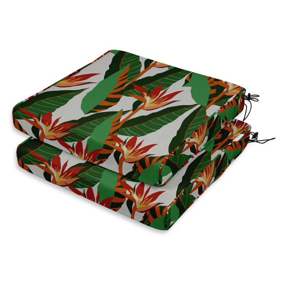 Vargottam Perfect Outdoor/Indoor Square Corner Seat Cushions Water-Resistant Lounge Chair 18.5" x 16" Home Office Patio Furniture Garden Decoration- Pack Of 2 White|Tropical