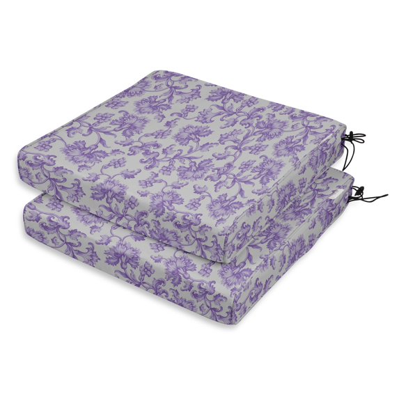 Vargottam Perfect Outdoor/Indoor Square Corner Seat Cushions Water-Resistant Lounge Chair 18.5" x 16" Home Office Patio Furniture Garden Decoration- Pack Of 2 Dusty Purple|Florals