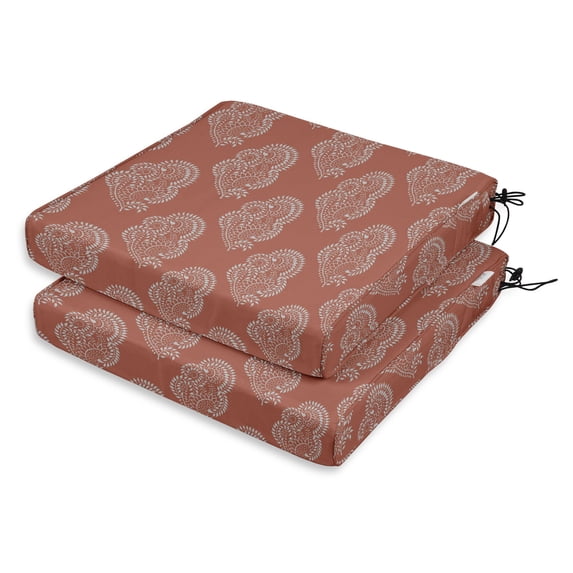 Vargottam Perfect Outdoor/Indoor Square Corner Seat Cushions Water-Resistant Lounge Chair 18.5" x 16" Home Office Patio Furniture Garden Decoration- Pack Of 2 Peach|Block