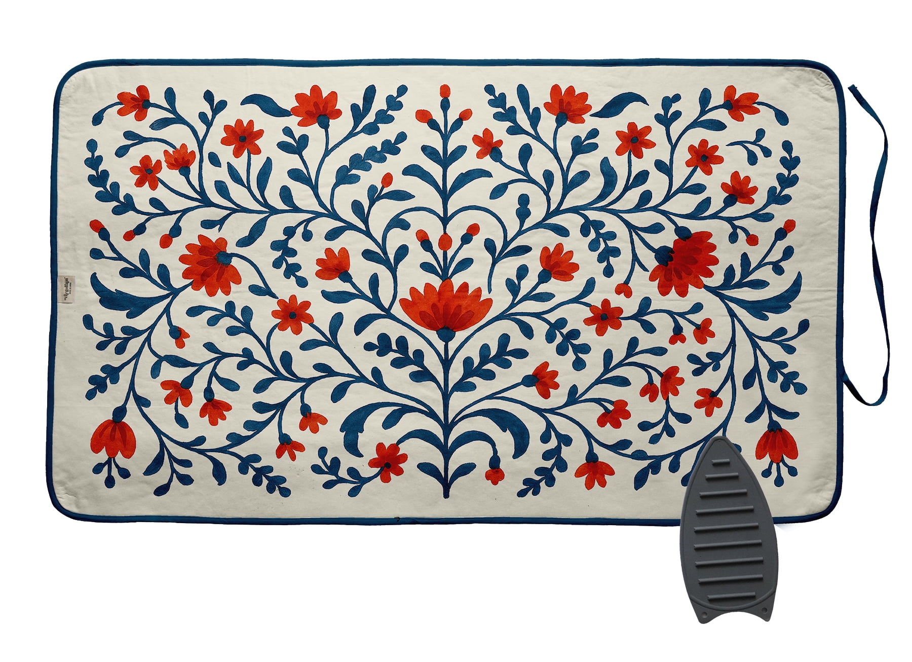 Vargottam Portable Ironing Mat - 28"x48" Foldable Cotton Ironing Pad with Silicone Rest & Magnetic Corners - Travel-Friendly, Space-Saving Iron Board Alternative for Small Homes, Dorms, RVs - Floral