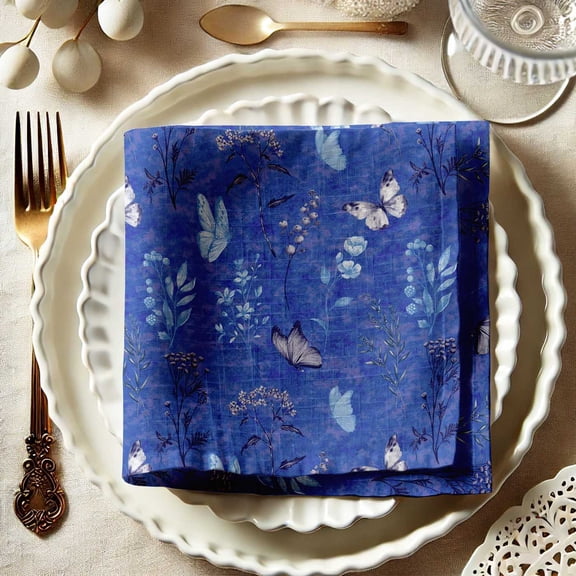 Vargottam Premium Cotton Muslin Napkins - Set of 12, 20-Inch Floral Print, Soft and Absorbent Cloth Napkins for Dining, Decor, Weddings & Special Occasions - Machine Washable, Table Linens