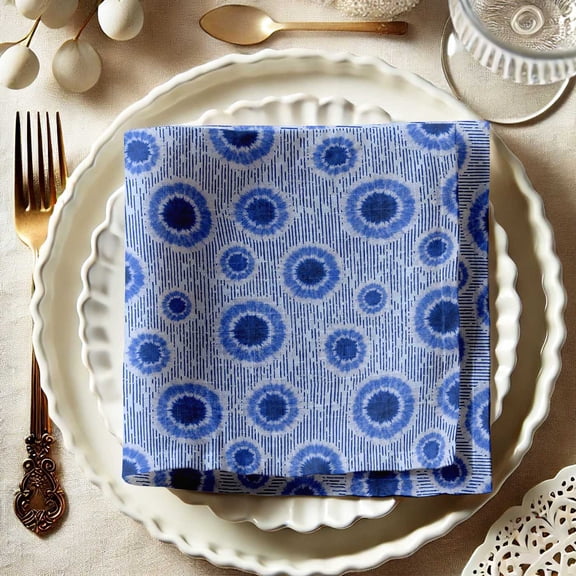Vargottam Premium Cotton Muslin Napkins - Set of 12, 20-Inch Geometric Print, Soft and Absorbent Cloth Napkins for Dining, Decor, Weddings & Special Occasions - Machine Washable, Table Linens